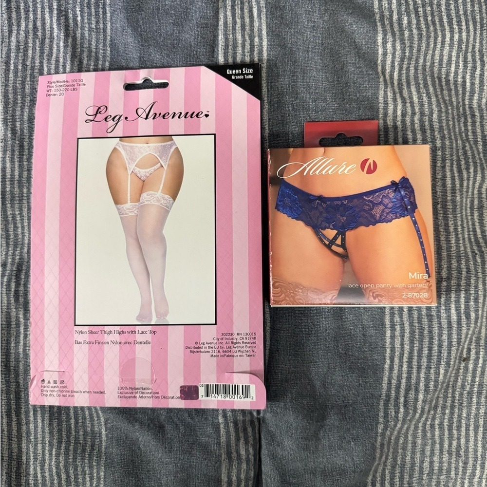 Allure Blue Lace Open Panty‎ with Garter